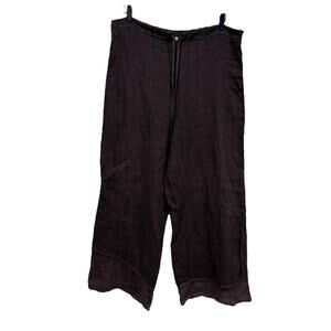 Women’s‎ Cynthia Ashby 100% Linen Brown Pants Adjustable String Slouchy Xs Wide